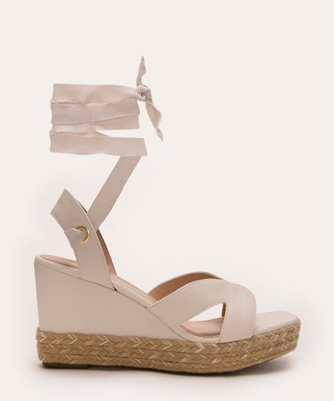 sandália plataforma com amarração via uno off white