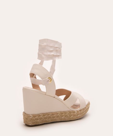 sandália plataforma com amarração via uno off white