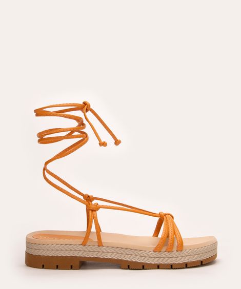 rasteirinha com amarração texturizada oneself laranja