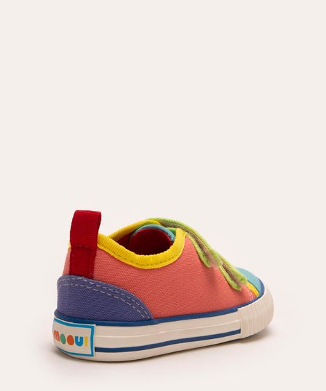 tênis infantil cano baixo com velcro mooui multicor
