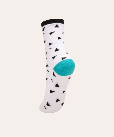 meia infantil cano alto triângulos mooui branco