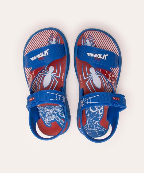 sandália infantil homem-aranha + brinquedo azul