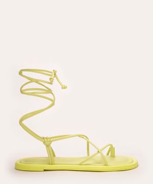 sandália rasteira lace up oneself amarelo