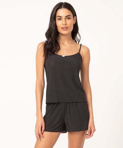 pijama de liganete + short poá preto