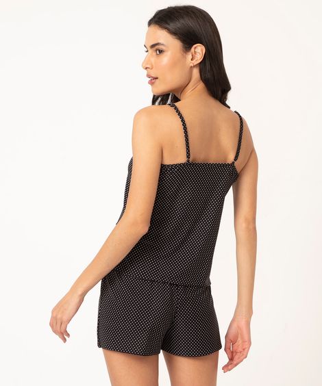pijama de liganete + short poá preto