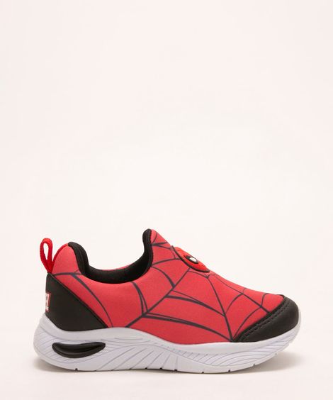 tênis infantil knit homem-aranha calce fácil vermelho