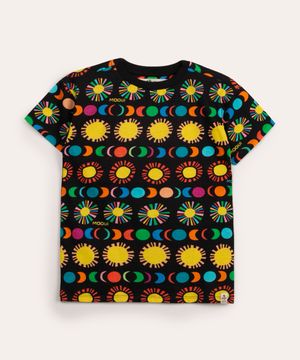 camiseta infantil de algodão oversized viagem interestelar mooui preto