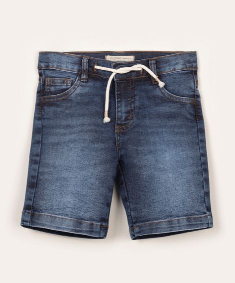 bermuda jeans infantil com cordão azul escuro