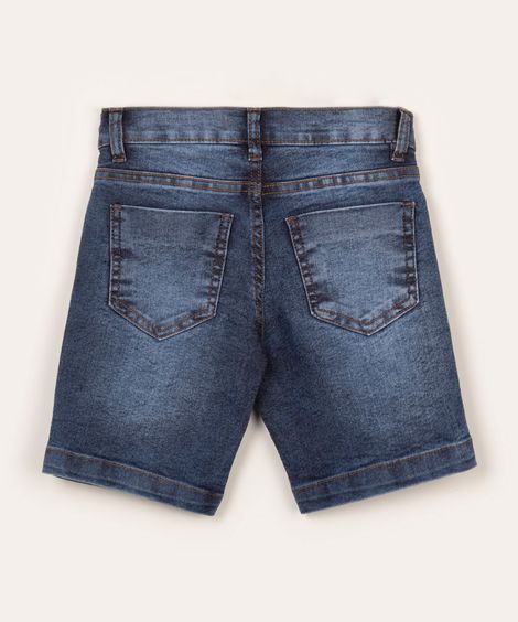 bermuda jeans infantil com cordão azul escuro