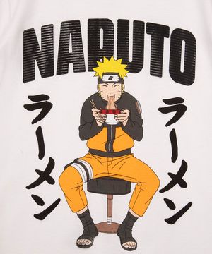 camiseta infantil manga curta naruto off white