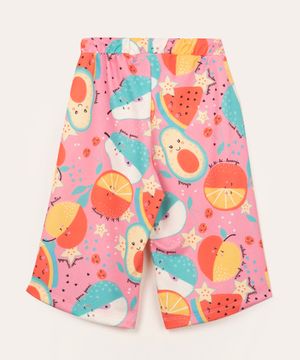 calça infantil pantacourt frutas divertidas  rosa