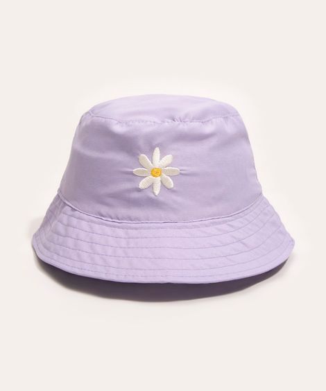chapéu infantil bucket hat dupla face com bordado multicor