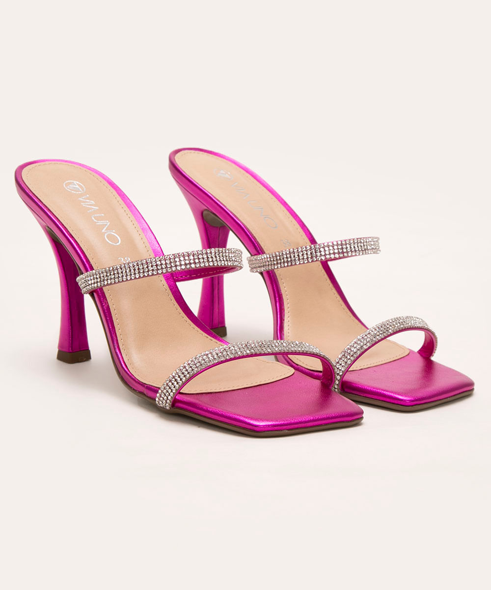 Salto pink com strass, da C&A