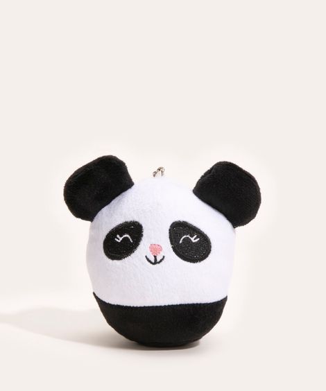 chaveiro de pelúcia panda branco
