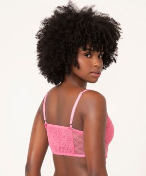 blusa corset cropped de tule alça fina  pink