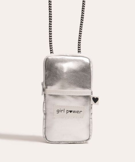 bolsa infantil shoulder bag para celular prata