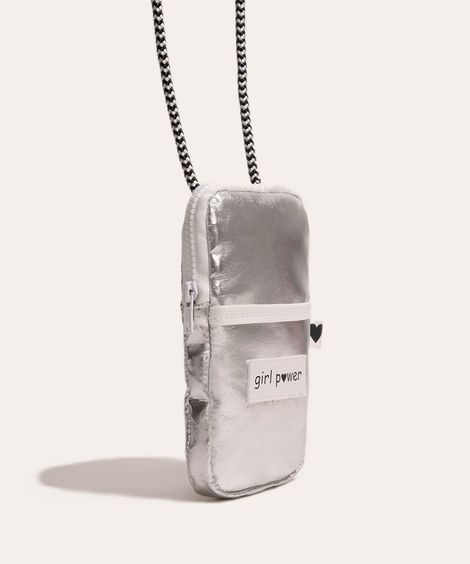 bolsa infantil shoulder bag para celular prata