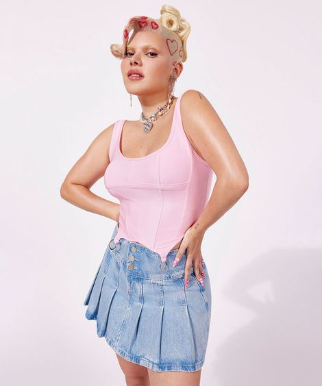 blusa corset argola duda beat rosa chiclete