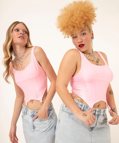 blusa corset argola duda beat rosa chiclete