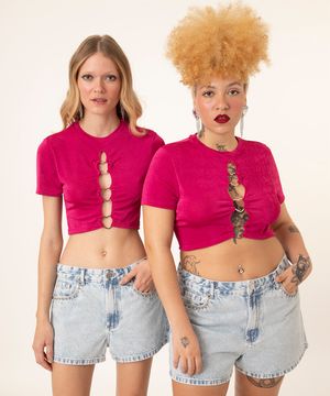 short jeans curto com strass cintura super alta duda beat azul claro