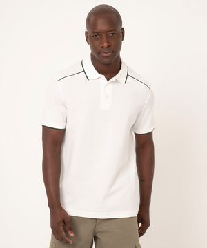 polo comfort com nervuras bicolor off white