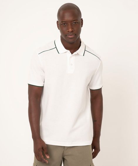 polo comfort com nervuras bicolor off white