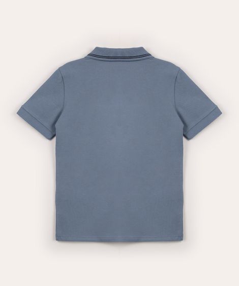 polo infantil de algodão com bordado AZUL JEANS