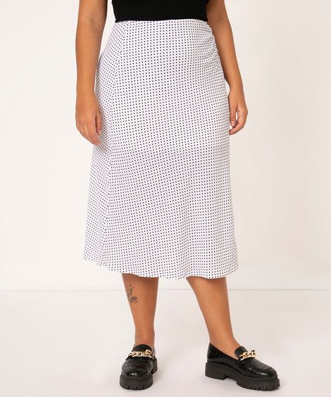 saia midi crepe poá  off white