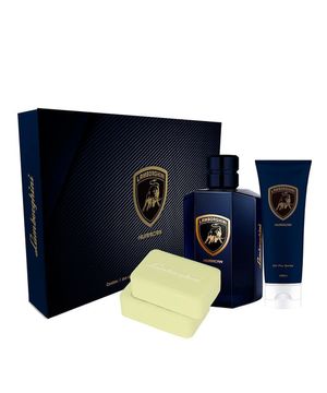 kit lamborghini huracan masculino deo colônia 100 ml + 1 gel pós barba 100 ml + 2 sabonetes 100g único