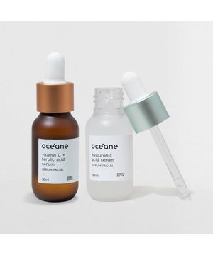 Kit Sérum Facial com Ácido Hialurônico + Sérum Facial de Vitamina C e Ácido Ferulico (2 Produtos) Océane