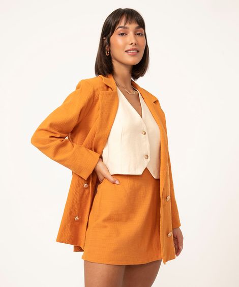 short saia alfaiataria laranja