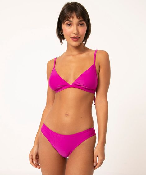 biquíni calcinha tanga dupla com proteção uv50+ rosa escuro