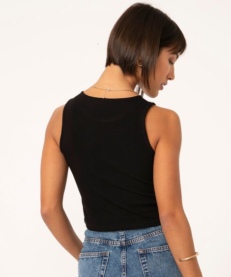 cropped de viscose básico preto