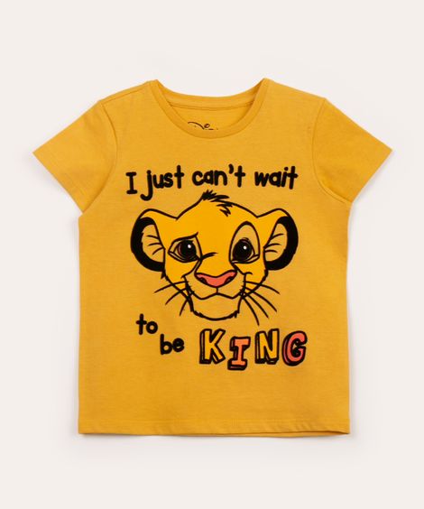 camiseta infantil manga curta simba amarelo
