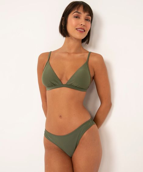 biquíni calcinha tanga asa delta com proteção uv50+ verde militar