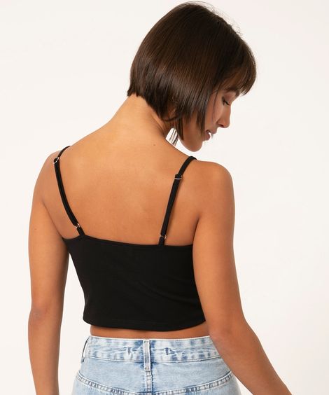 top cropped faixa alça fina preto