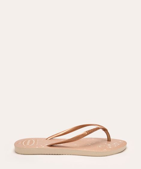 chinelo havaianas slim gloss com glitter bege