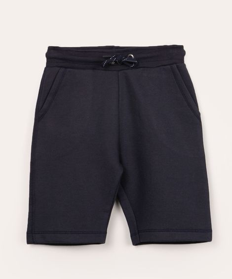 bermuda infantil de moletom com cordão azul marinho