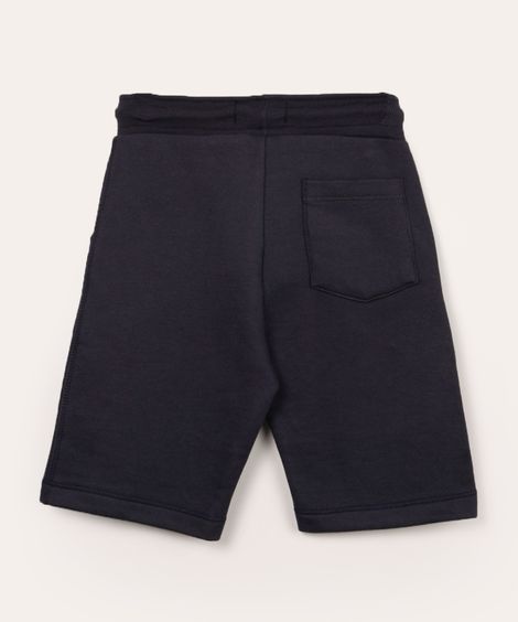 bermuda infantil de moletom com cordão azul marinho