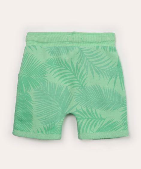 bermuda infantil de moletom folhagem verde