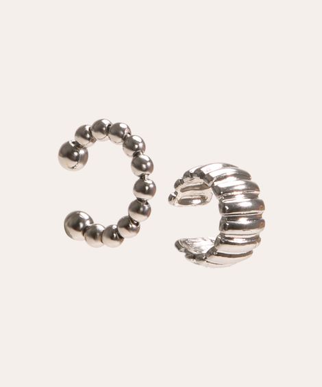kit de 2 earcuff prateado