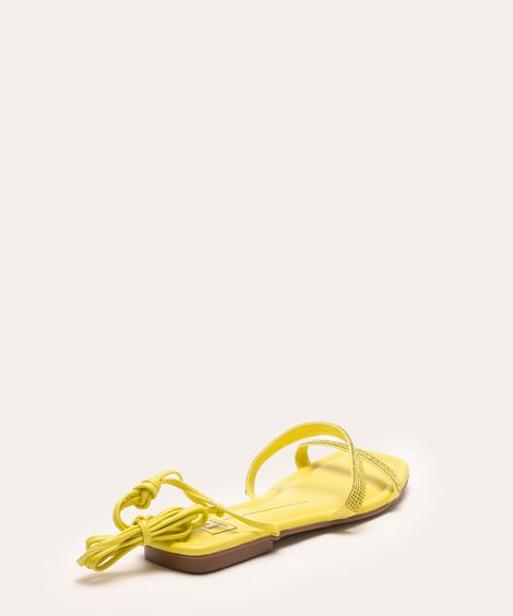 rasteirinha tiras finas brilho lace up moleca amarelo