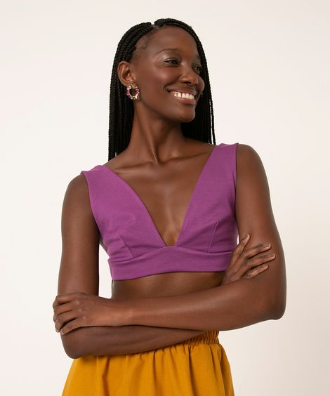 top cropped decote v isaac silva roxo