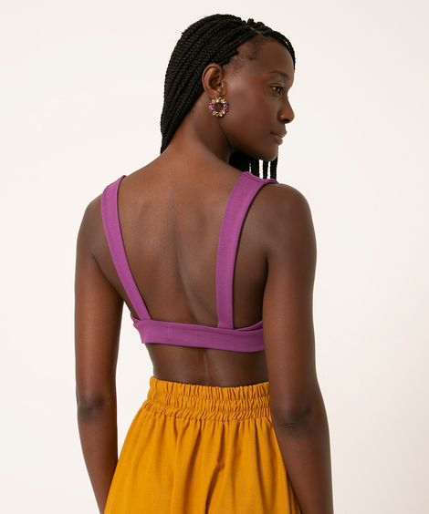 top cropped decote v isaac silva roxo