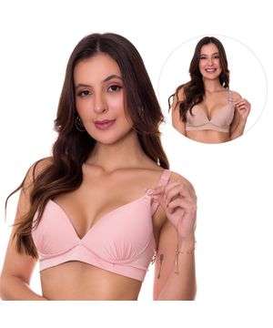 KIT 2 Sutiãs Amamentação Pós Parto Lingerie Maternidade Moda de Baixo - V163 Multicor