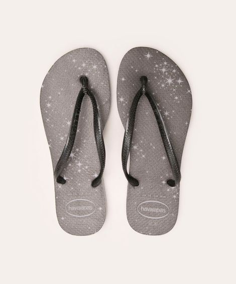 chinelo slim gloss glitter havaianas cinza