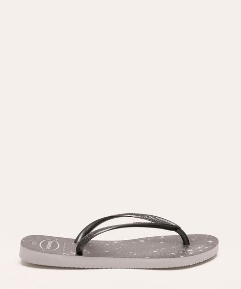 chinelo slim gloss glitter havaianas cinza