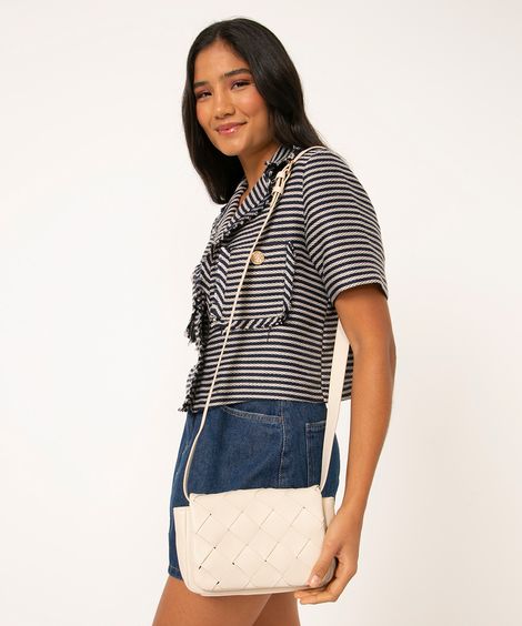 bolsa transversal tressê off white