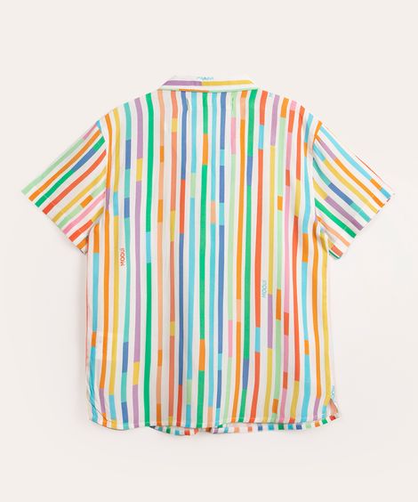 camisa infantil de viscose listras manga curta mooui branco