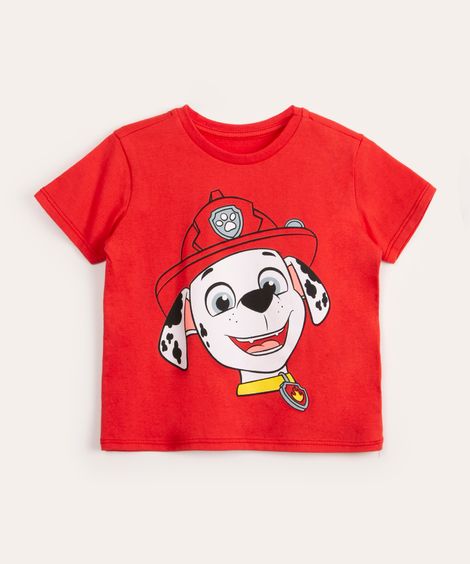 camiseta infantil manga curta patrulha canina vermelho